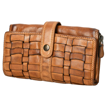 Spaghetti Western Swc446Tan Wallet Vintage Handmade Drum Dyed Genuine European Cowhide Leather Women Bag Western Handbag Purse